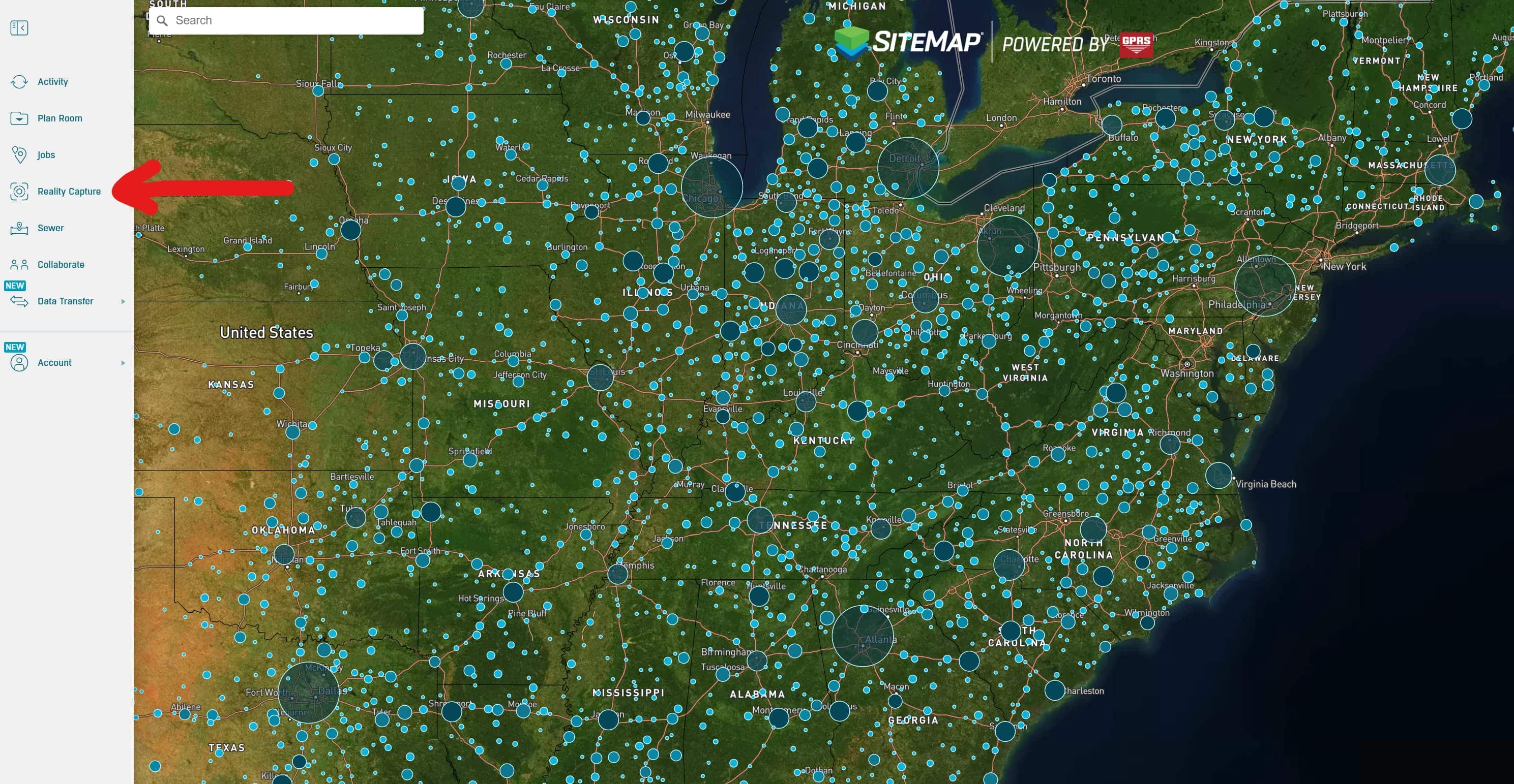 SiteMap Reality Capture toolbar